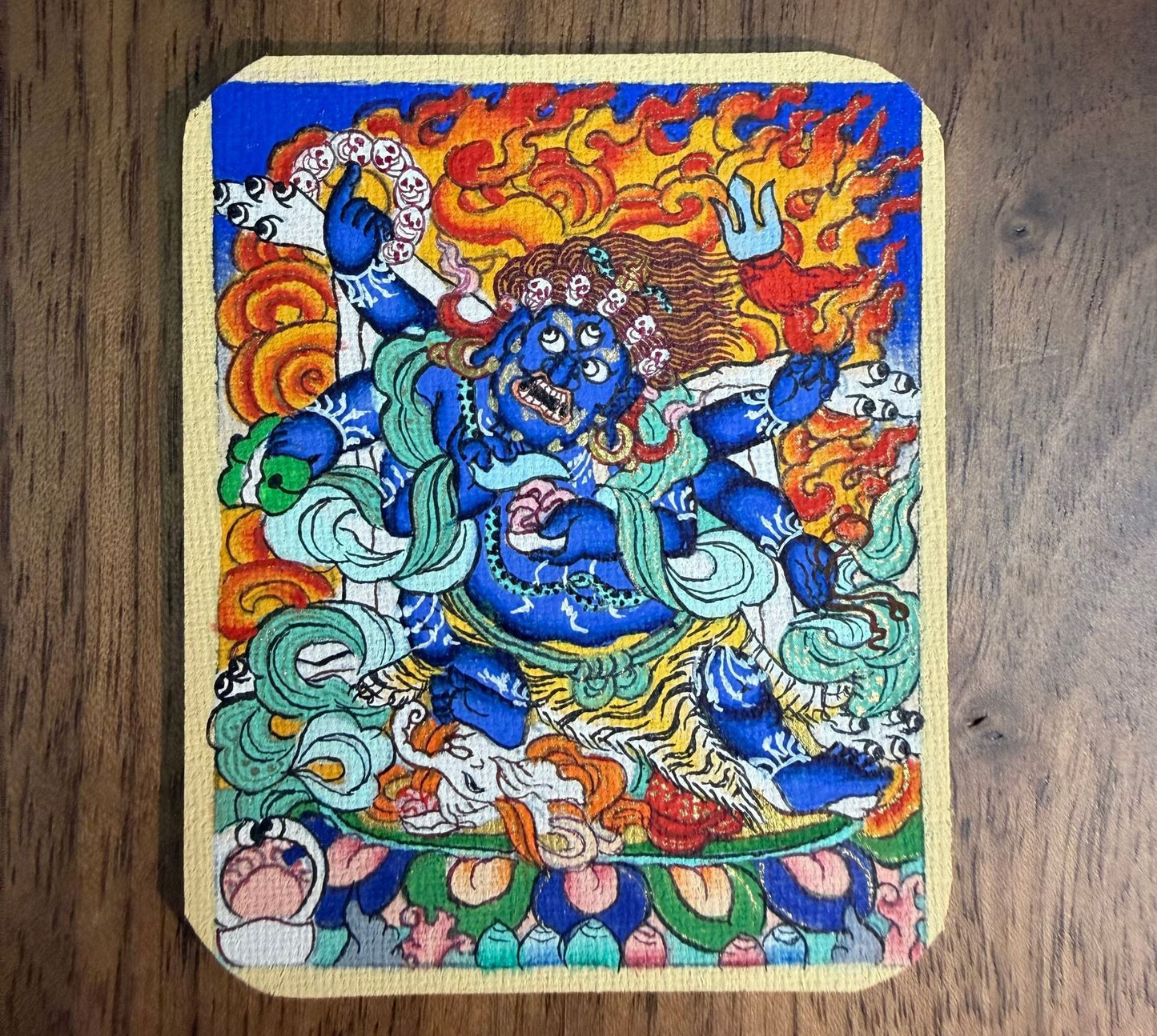 热贡纯手绘唐卡大黑天-彩唐