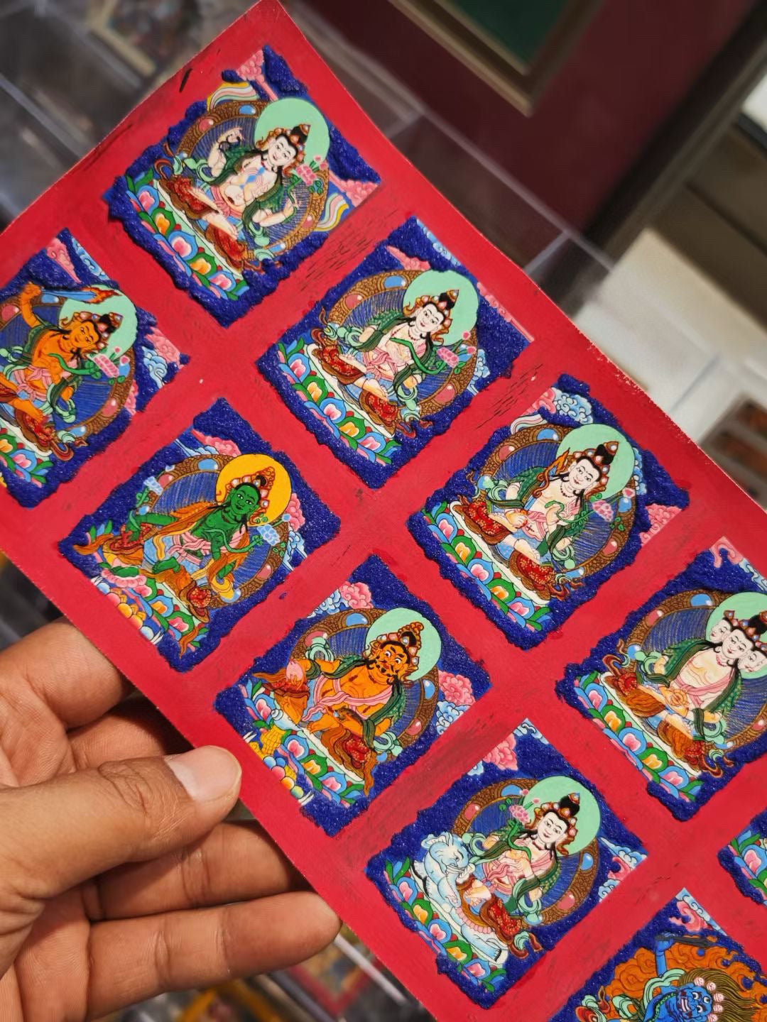 Regong Tibetan Nepali Hand-painted Thangka Twelve Zodiac Eight Guardian Deities 4*5 Card Core