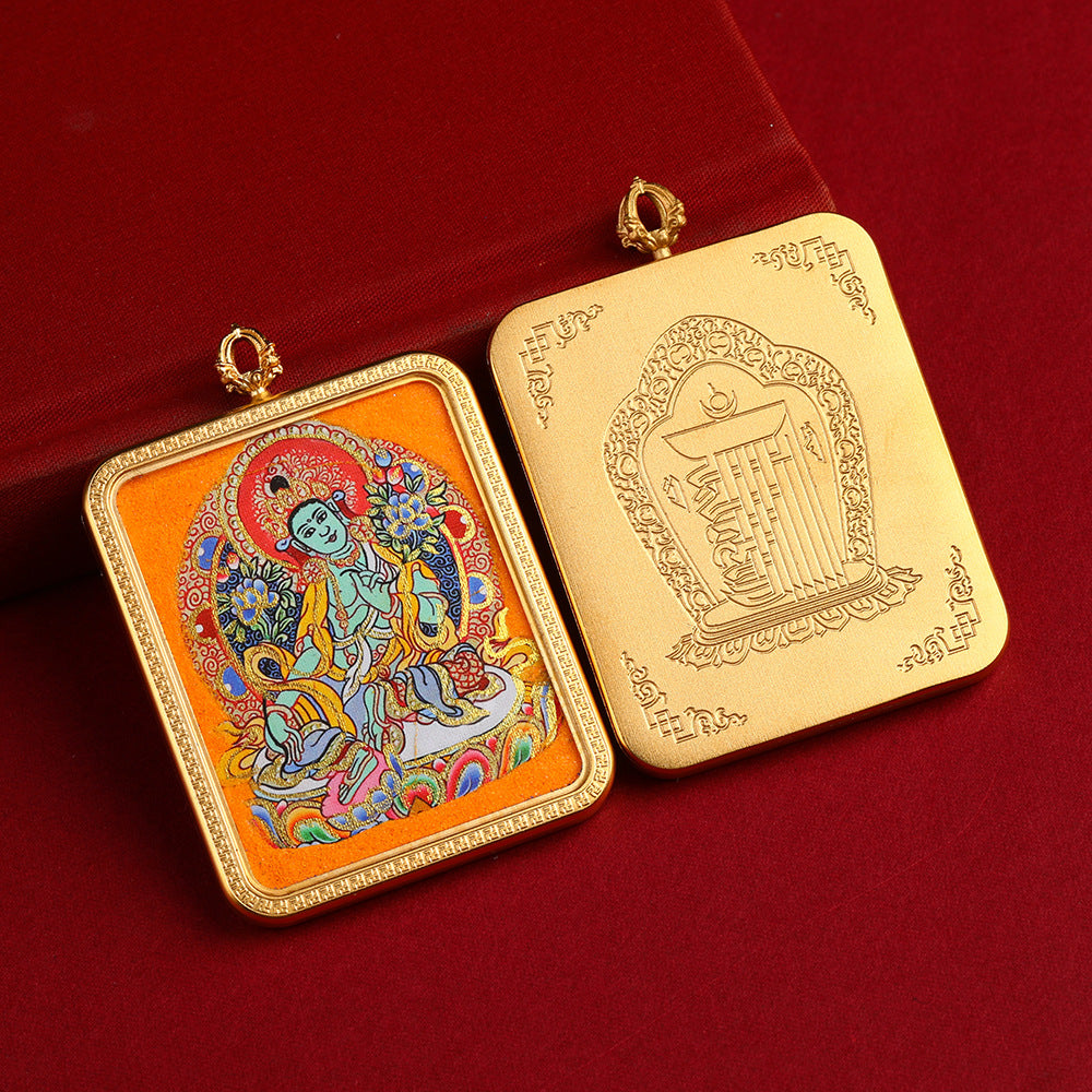 Tibetan Thangka, gold-painted, semi-hand-drawn, rustic, Eight Guardian Deities Thangka, Tibetan Zodiac Buddha Pendant, Birth Buddha Thangka