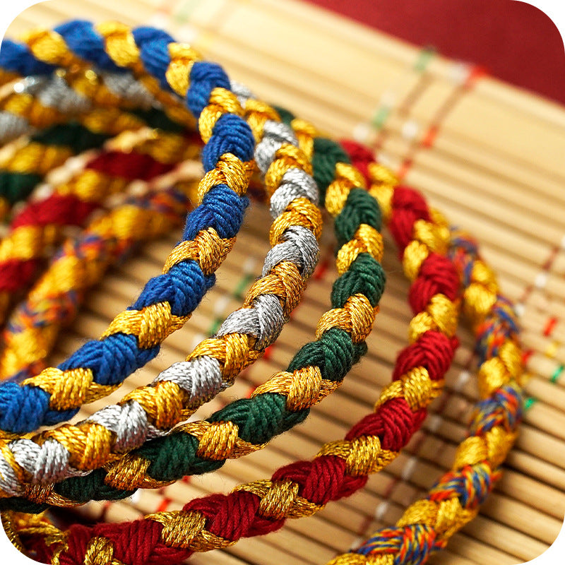 Hand-painted Thangka Five-Way Dragon Scale Knot Hand-braided Bracelet