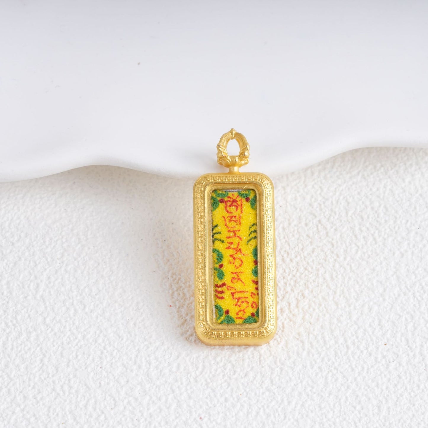 Hand-painted Gold-traced Thangka Pendant, God of Wealth Mantra Mini Prayer Box, Chinese Zen Style Necklace