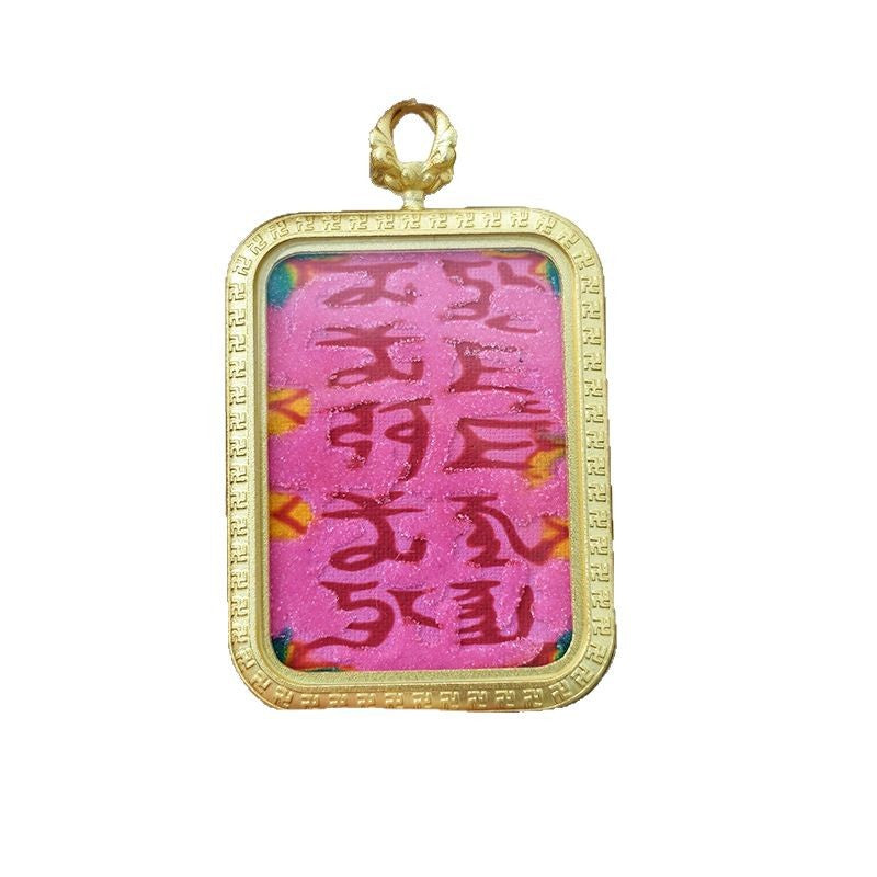 Wholesale Buddhist 2.5*3.5 Titanium Steel Thangka Tibetan Zangjilamu Yellow Jambhala Portable Wealth Amulet Pendant