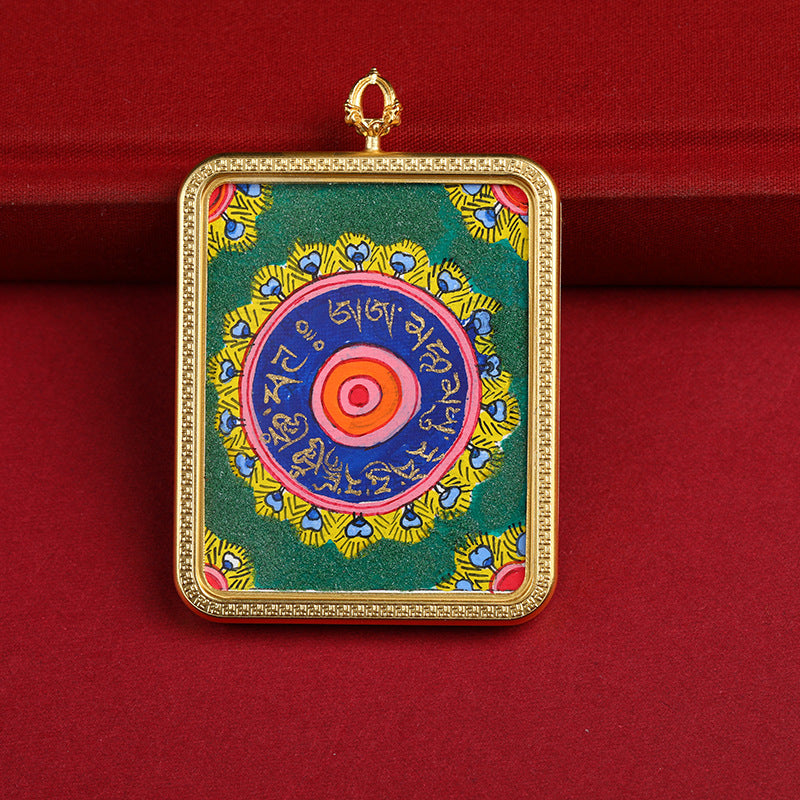 [Nine Purple Li Fire] Tibetan Thangka Calligraphy Painting Gahu Box Pure Hand-Painted Five Line Scripture Five Bar Pendant