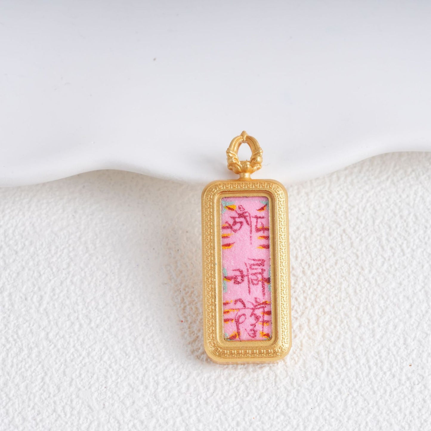 Hand-painted Gold-traced Thangka Pendant, God of Wealth Mantra Mini Prayer Box, Chinese Zen Style Necklace