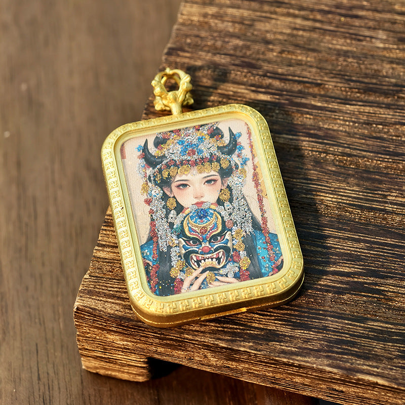 Wholesale Buddhist 2.5*3.5 Titanium Steel Thangka Tibetan Zangjilamu Yellow Jambhala Portable Wealth Amulet Pendant