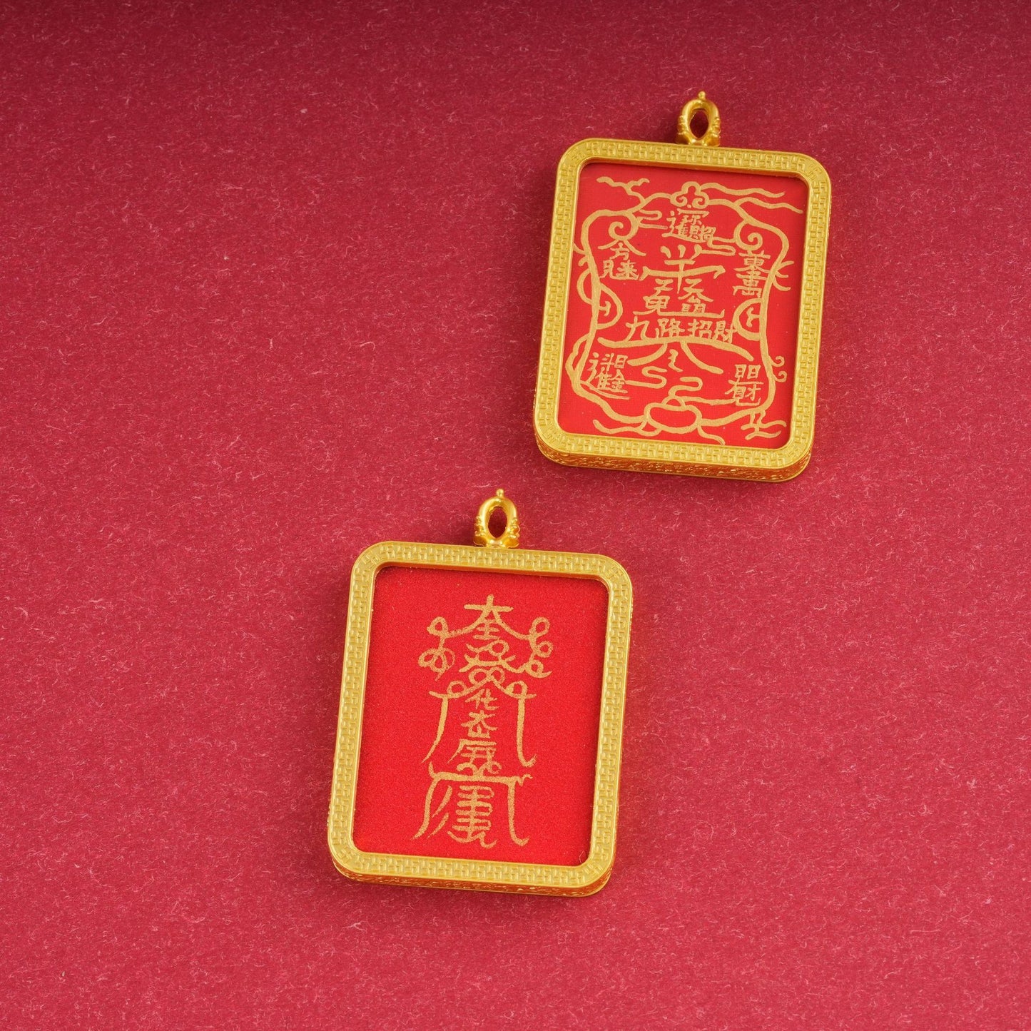 Hand-painted gold-traced Thangka Ghau Box Pendant, Thangka Ornament, Six-Syllable Mantra Ethnic Style Hanging Ornament