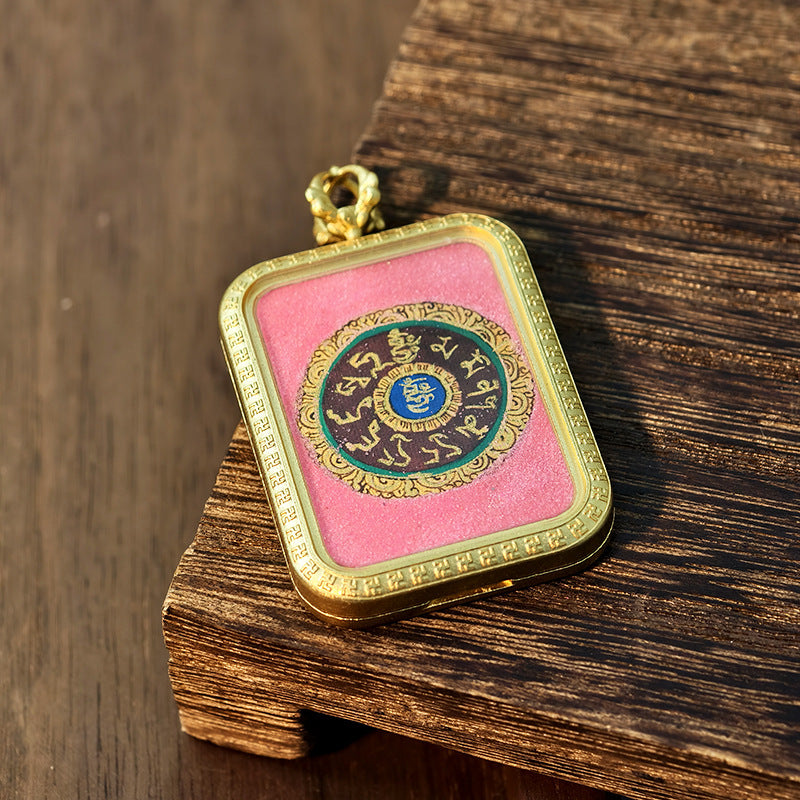 Wholesale Buddhist 2.5*3.5 Titanium Steel Thangka Tibetan Zangjilamu Yellow Jambhala Portable Wealth Amulet Pendant