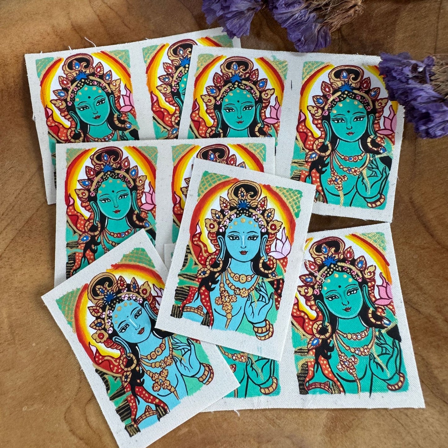 Regong Pure Hand-painted Green Tara Thangka