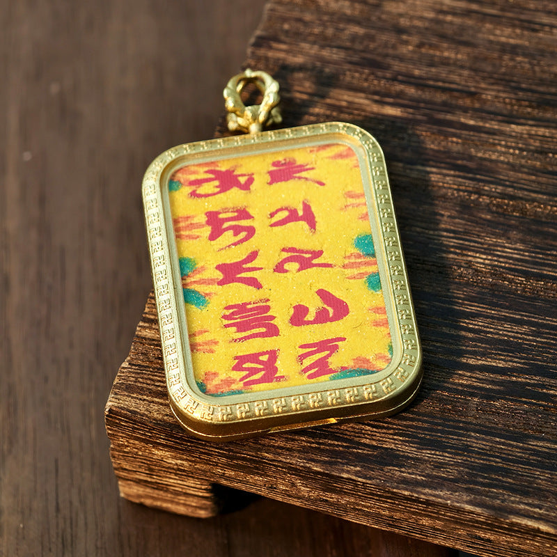 Wholesale Buddhist 2.5*3.5 Titanium Steel Thangka Tibetan Zangjilamu Yellow Jambhala Portable Wealth Amulet Pendant