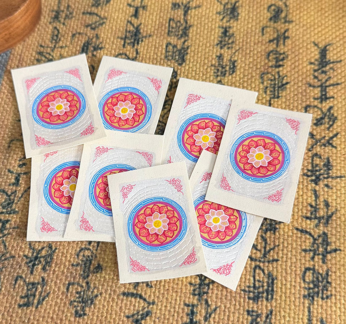 Regong Tibetan-Nepalese Pure Hand-Painted Thangka, Six-Character Mantra 2*3 [Thangka Core]