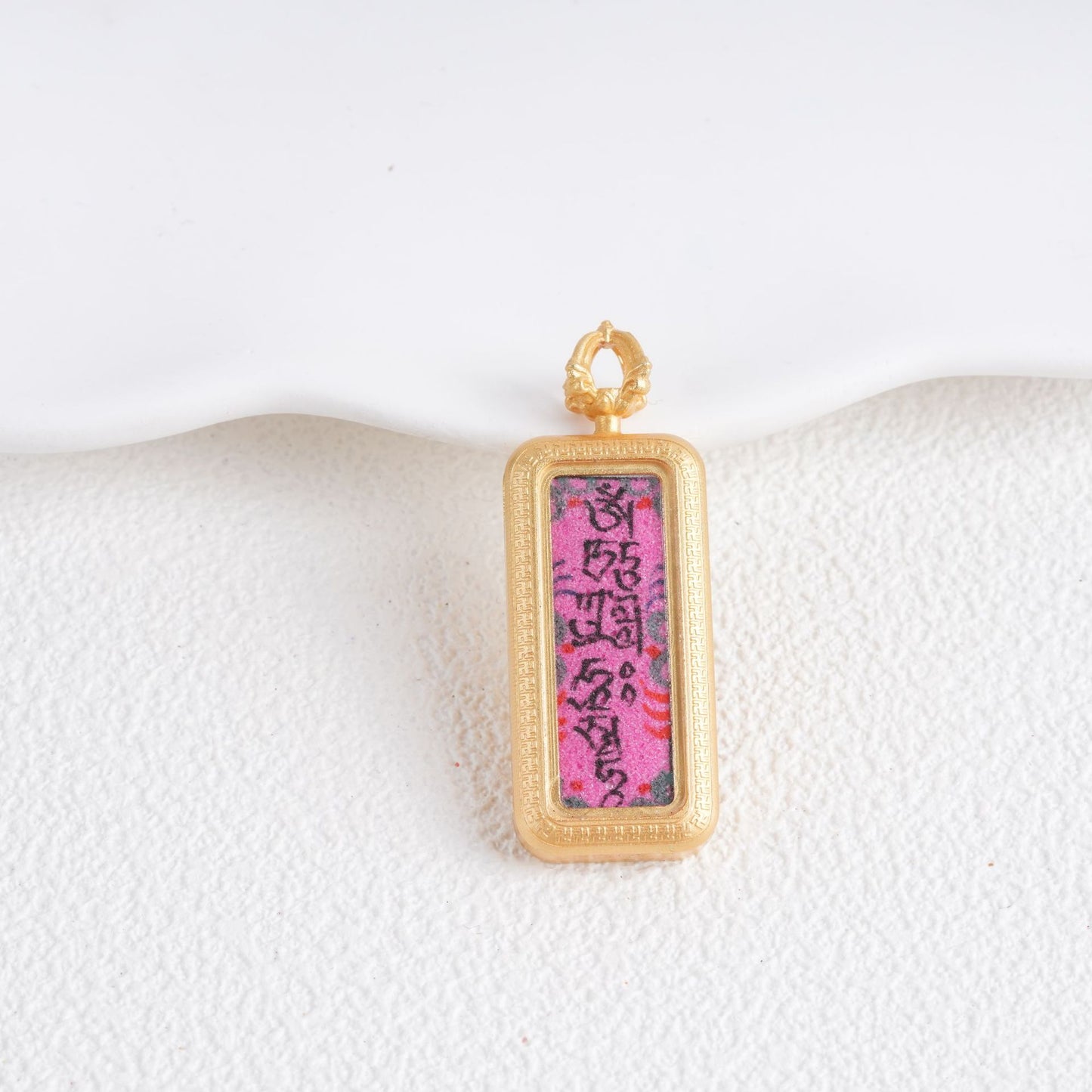 Hand-painted Gold-traced Thangka Pendant, God of Wealth Mantra Mini Prayer Box, Chinese Zen Style Necklace