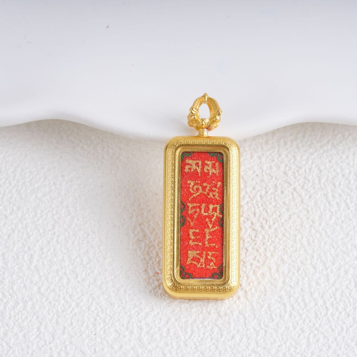 Hand-painted Gold-traced Thangka Pendant, God of Wealth Mantra Mini Prayer Box, Chinese Zen Style Necklace