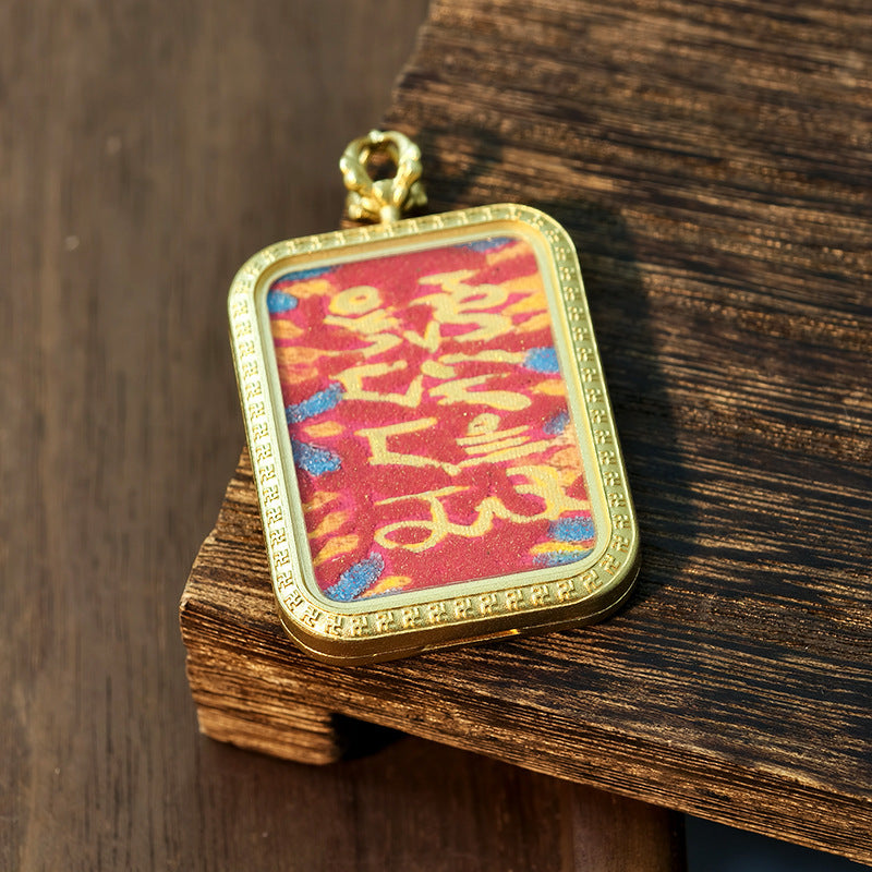 Wholesale Buddhist 2.5*3.5 Titanium Steel Thangka Tibetan Zangjilamu Yellow Jambhala Portable Wealth Amulet Pendant