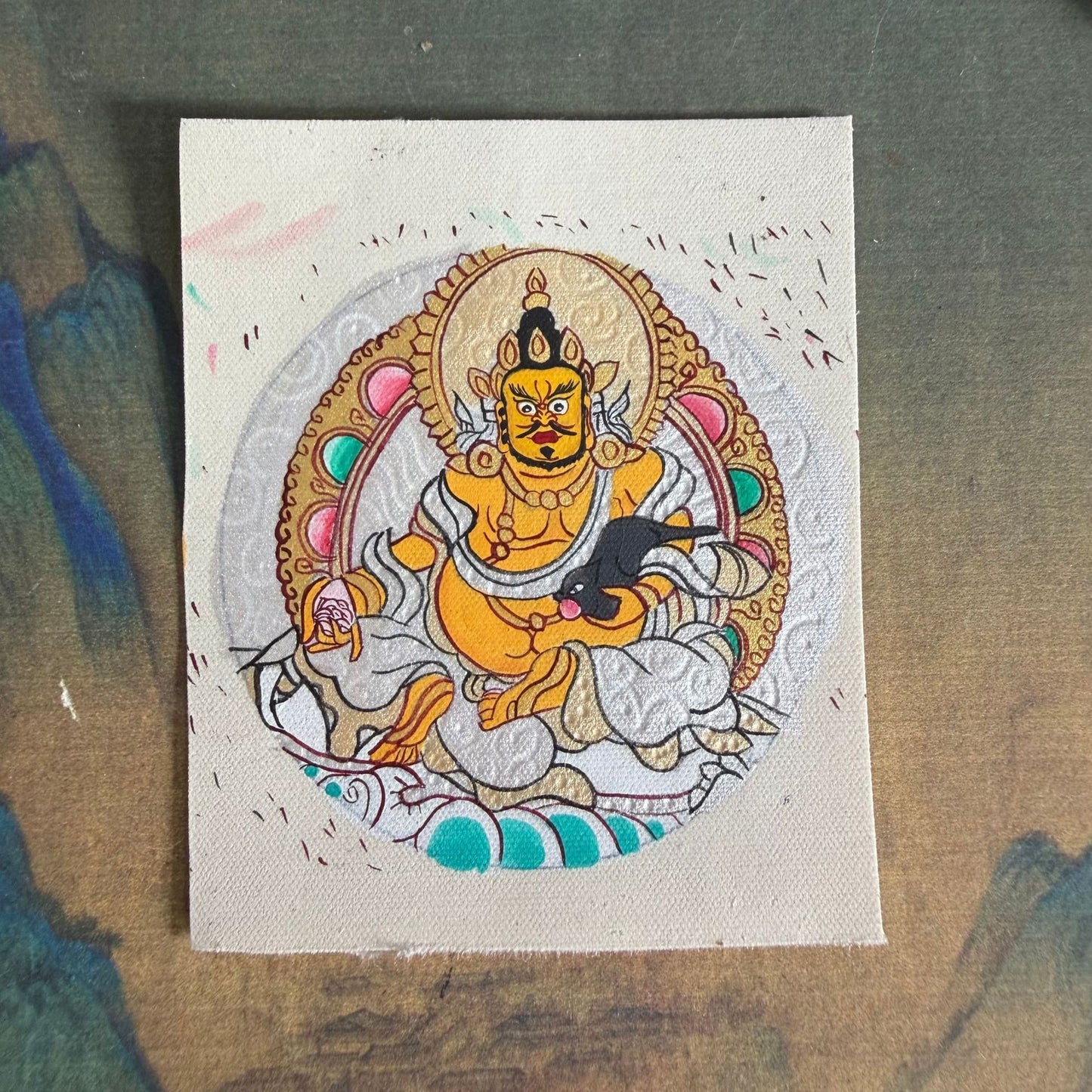 热贡手绘唐卡黄财神