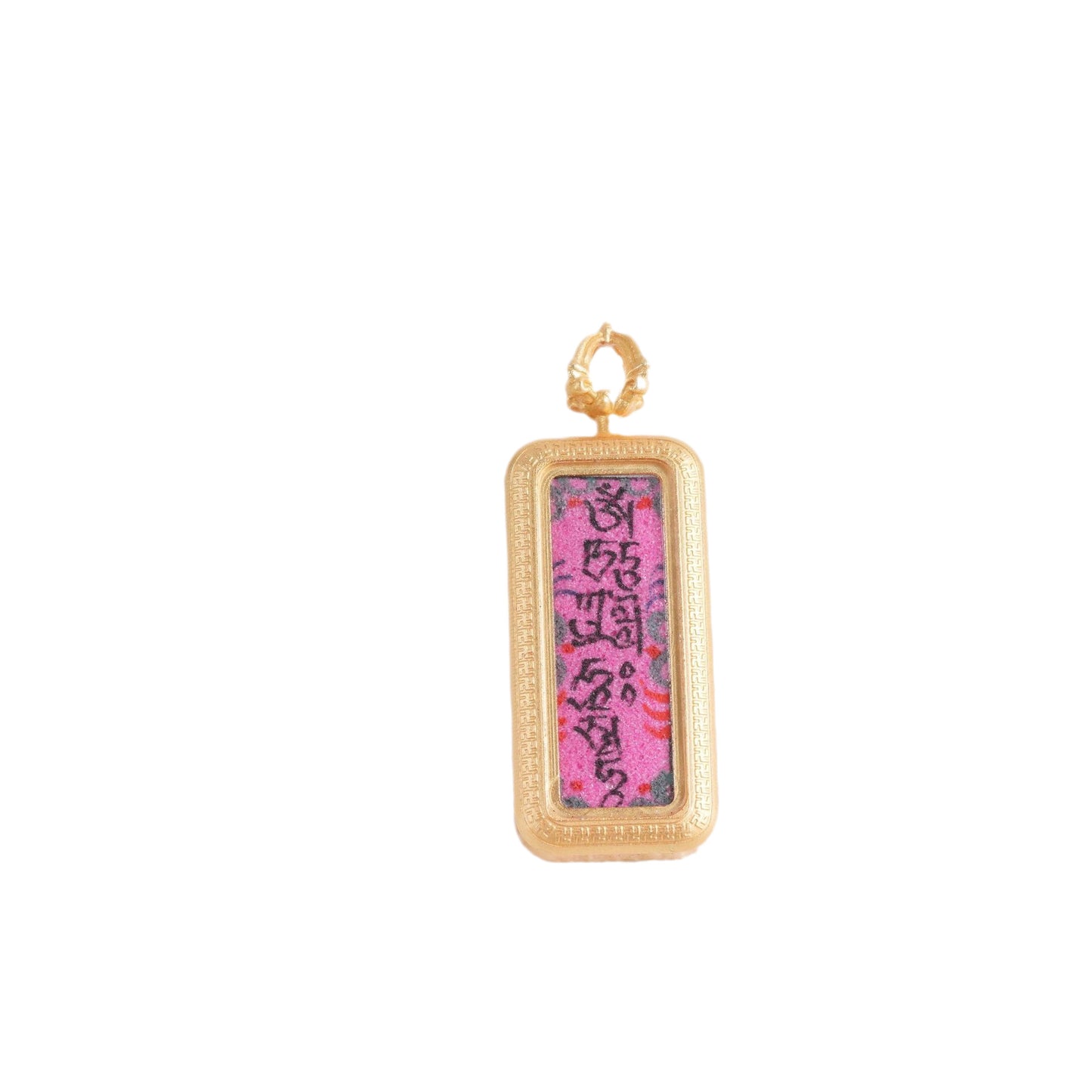 Hand-painted Gold-traced Thangka Pendant, God of Wealth Mantra Mini Prayer Box, Chinese Zen Style Necklace