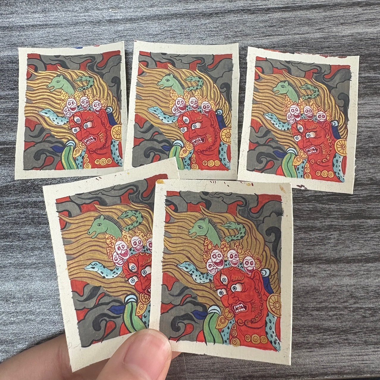 热贡纯手绘唐卡马头明王