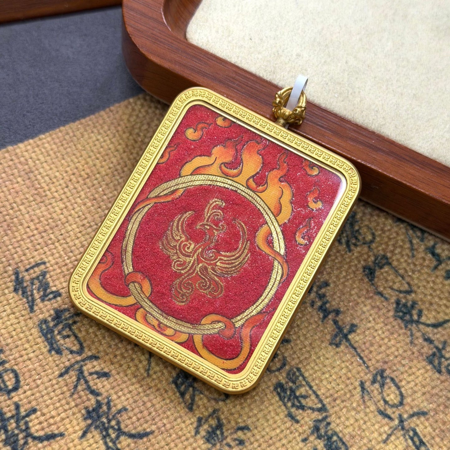 热贡纯手绘九紫离火方形唐卡粗矿砂