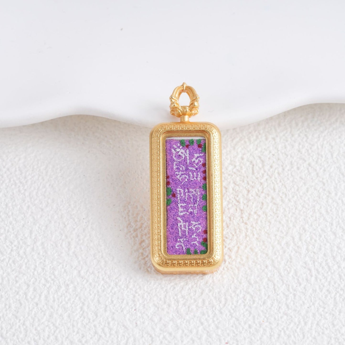 Hand-painted Gold-traced Thangka Pendant, God of Wealth Mantra Mini Prayer Box, Chinese Zen Style Necklace