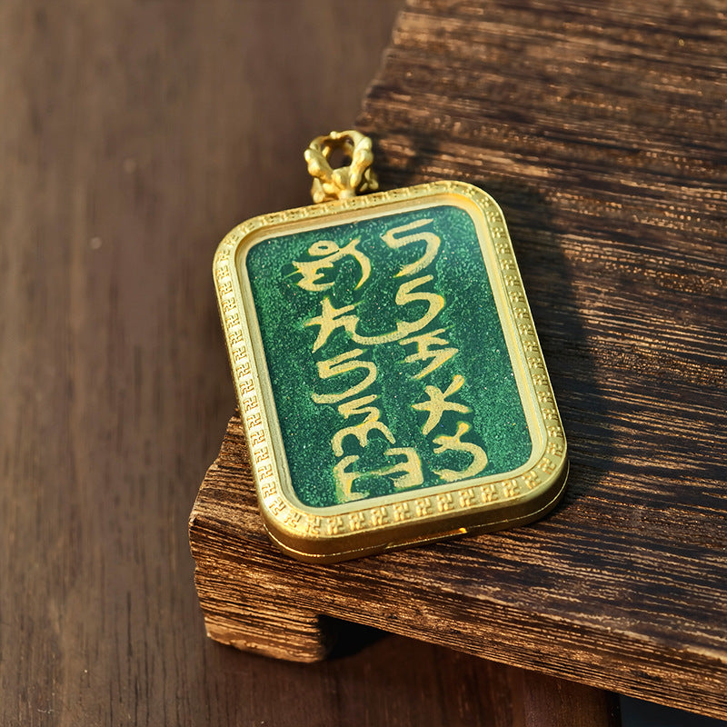 Wholesale Buddhist 2.5*3.5 Titanium Steel Thangka Tibetan Zangjilamu Yellow Jambhala Portable Wealth Amulet Pendant