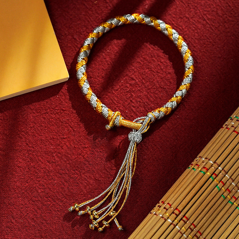 Hand-painted Thangka Five-Way Dragon Scale Knot Hand-braided Bracelet