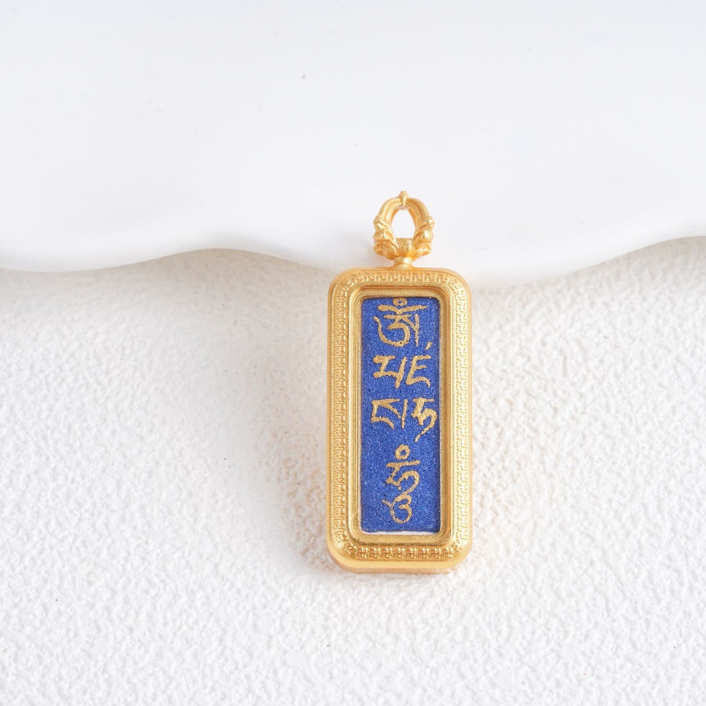 Hand-painted Gold-traced Thangka Pendant, God of Wealth Mantra Mini Prayer Box, Chinese Zen Style Necklace