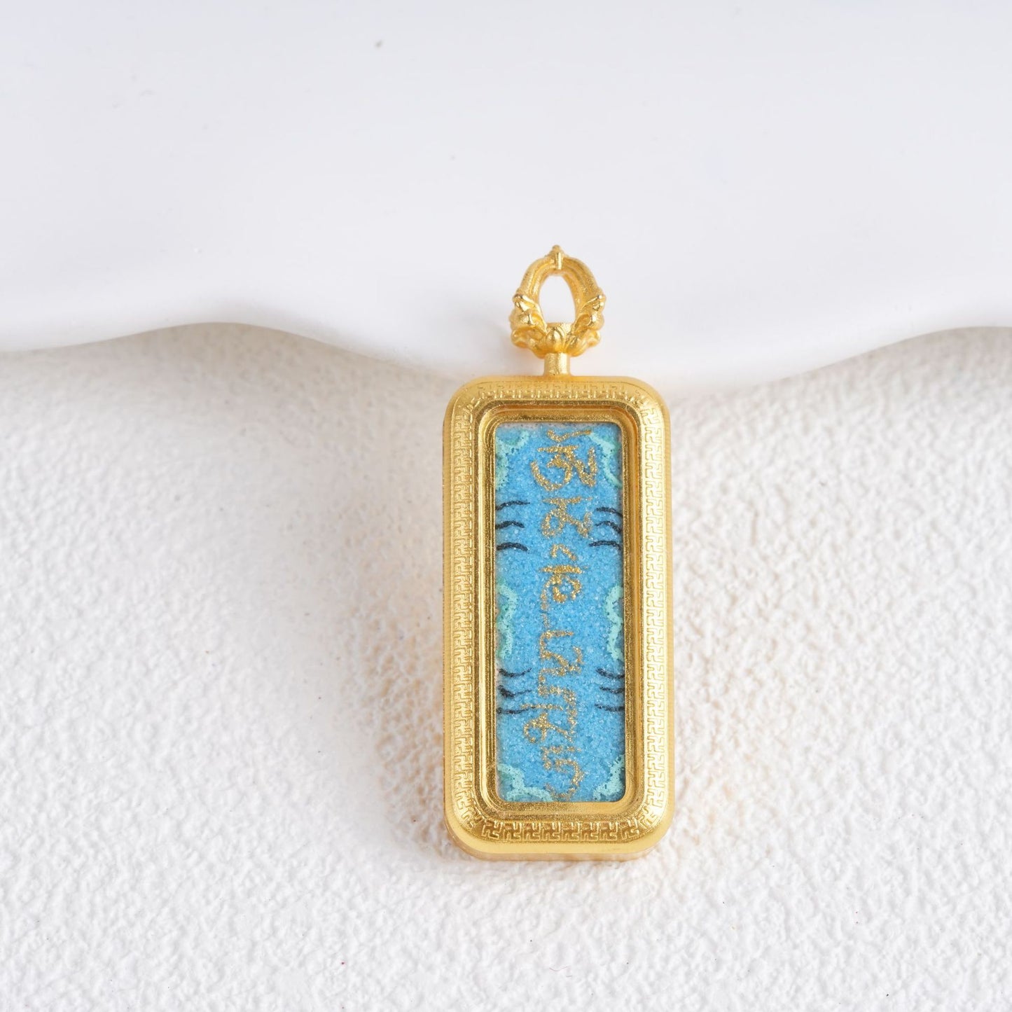 Hand-painted Gold-traced Thangka Pendant, God of Wealth Mantra Mini Prayer Box, Chinese Zen Style Necklace