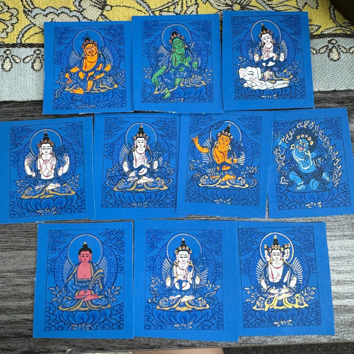 热贡纯手绘唐卡十二生肖八大守护-蓝唐