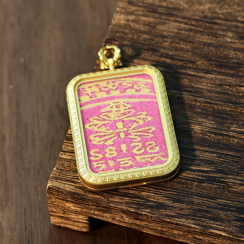 Wholesale Buddhist 2.5*3.5 Titanium Steel Thangka Tibetan Zangjilamu Yellow Jambhala Portable Wealth Amulet Pendant