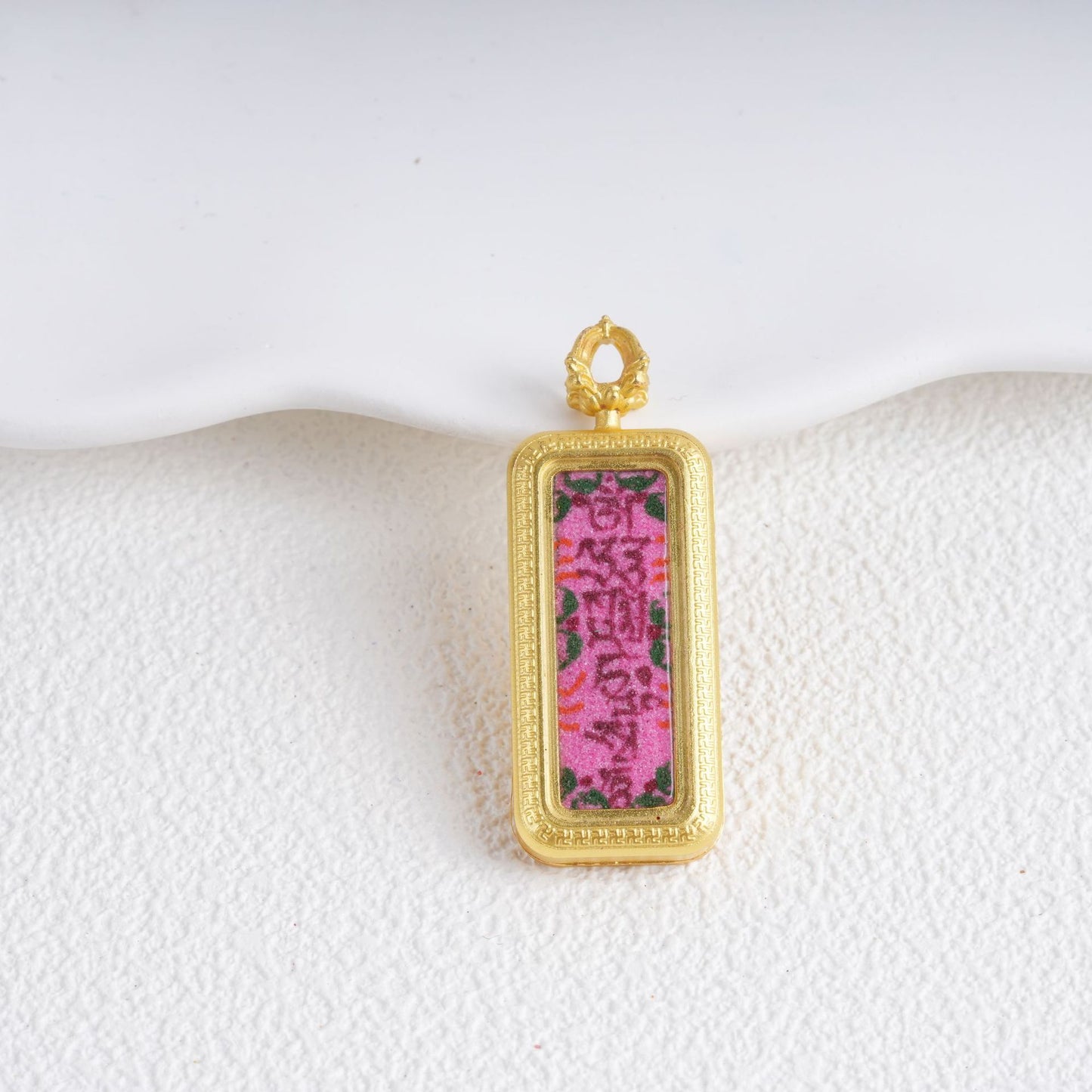 Hand-painted Gold-traced Thangka Pendant, God of Wealth Mantra Mini Prayer Box, Chinese Zen Style Necklace