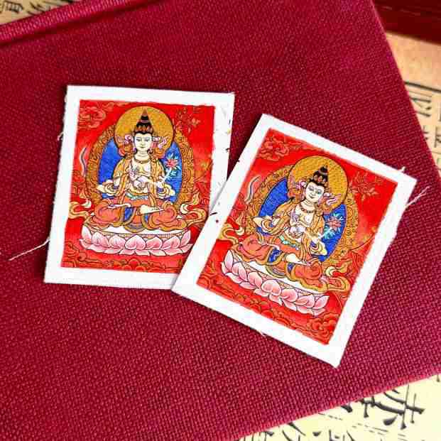 Regong Pure Hand-painted Thangka - Eight Zodiac Guardians Mahasthamaprapta - Year of the Horse Red Thangka