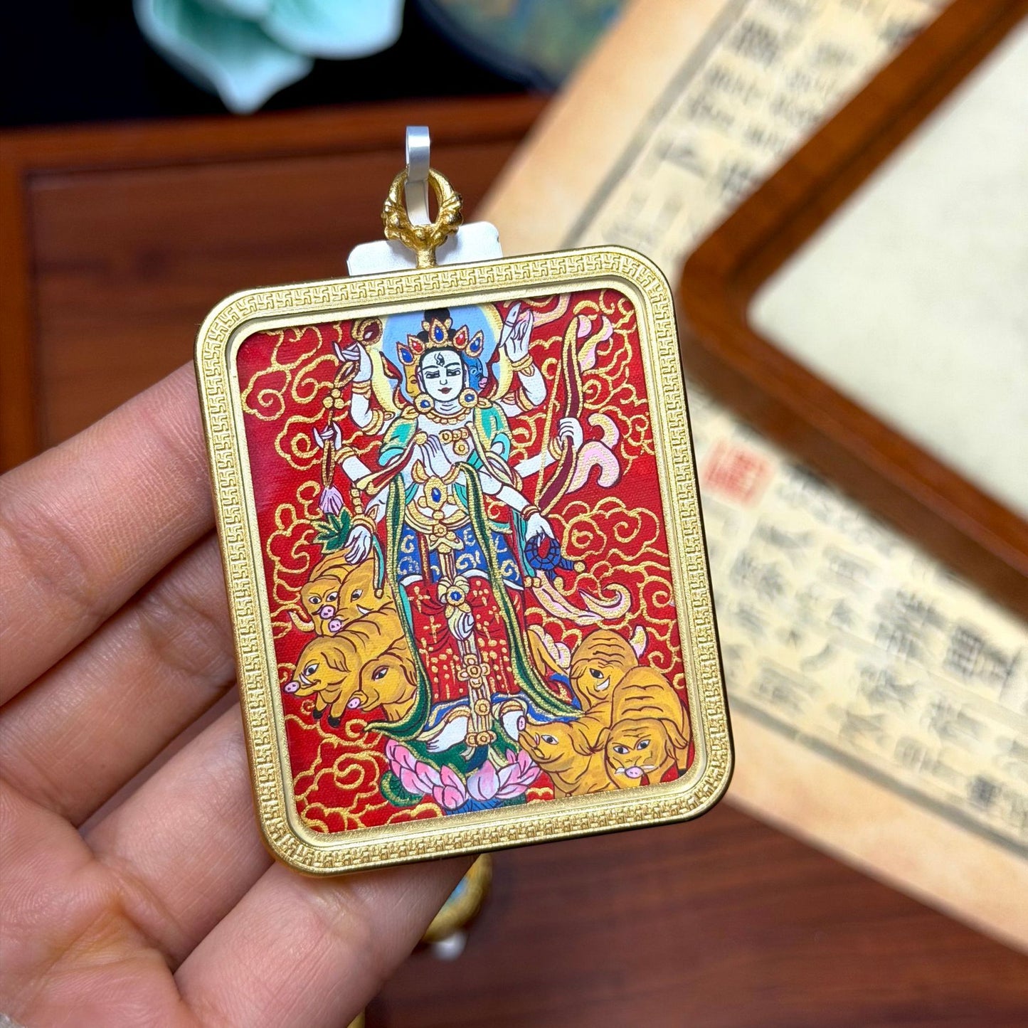 热贡纯手绘唐卡摩利支天