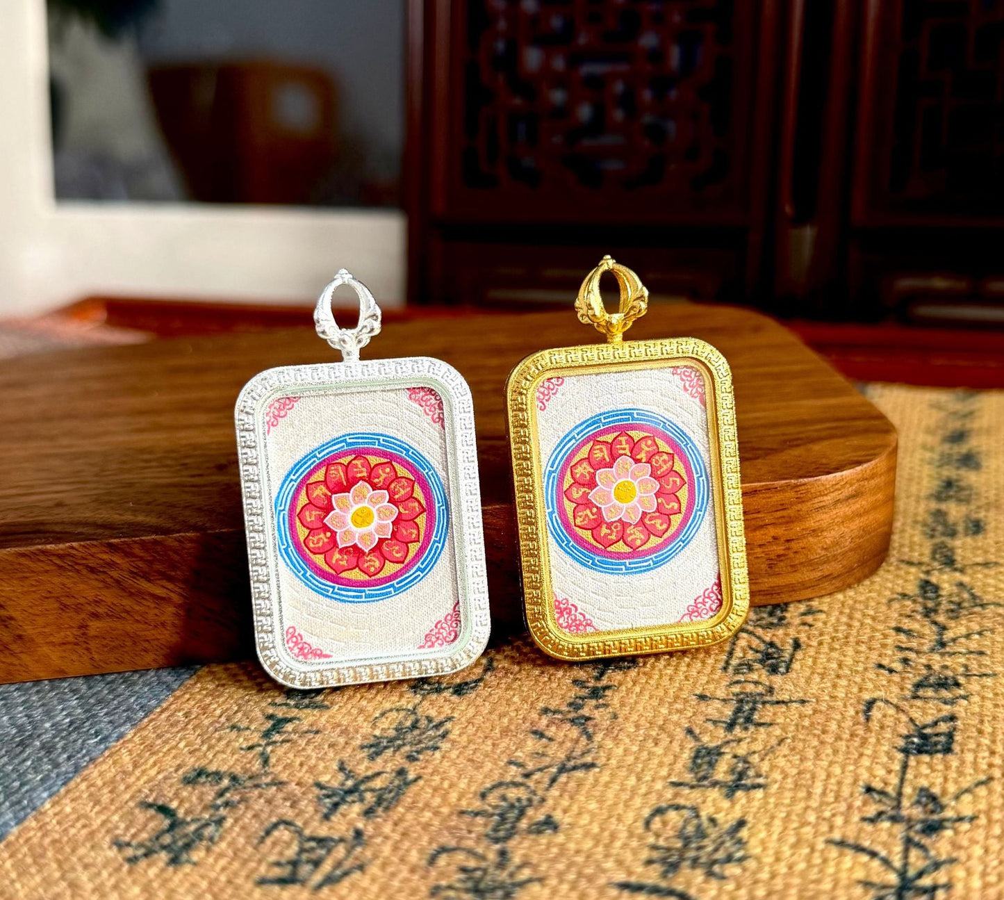 Regong Tibetan-Nepalese Pure Hand-Painted Thangka, Six-Character Mantra 2*3 [Thangka Core]