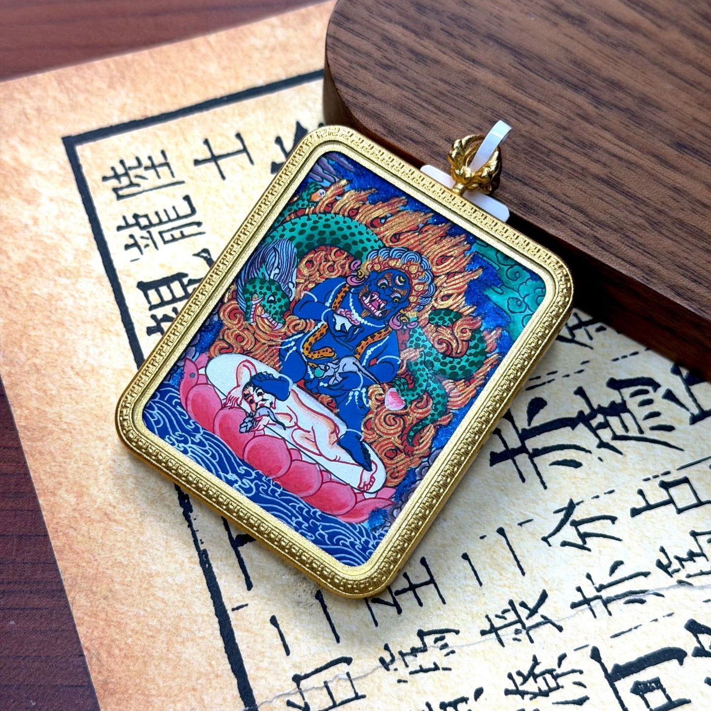 热贡纯手绘唐卡黑财神-彩唐