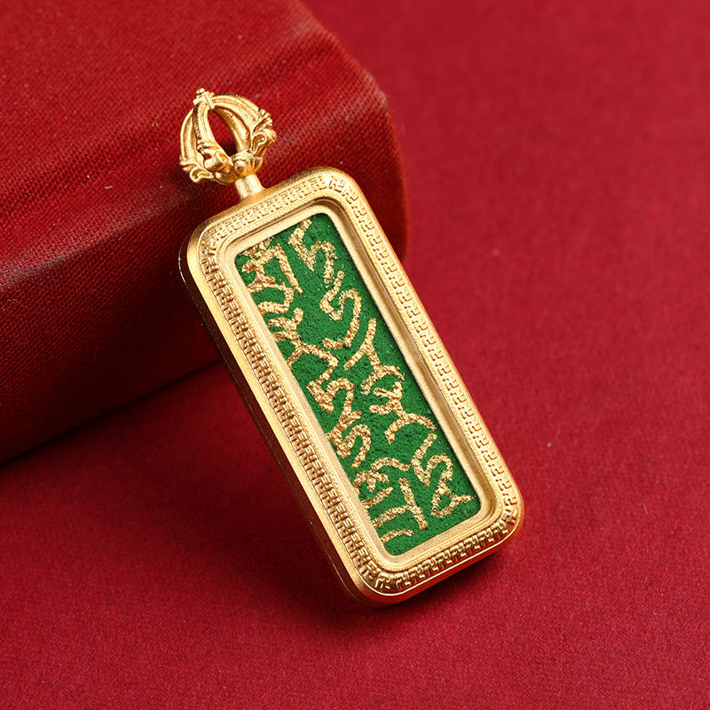 Miniature Pure Hand-Painted Thangka Core with Various Mantra Tibetan Thangka 1*3 Small Gold Bar Hand-Painted Thangka Pendant