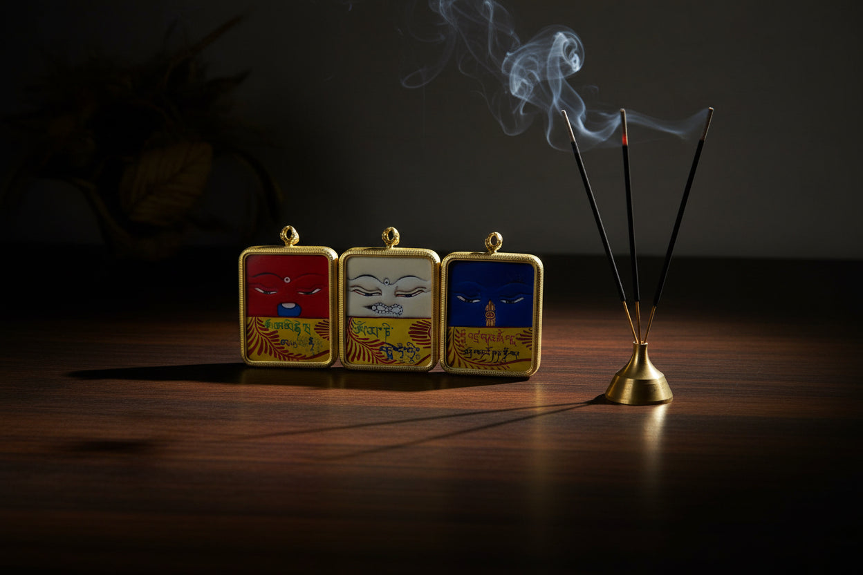 Hand-painted and semi-hand-painted Tibetan Thangka coarse sand Eight Zodiac Guardian Deity pendant and necklace