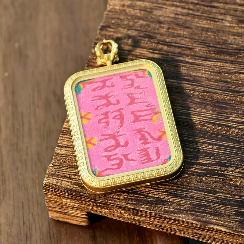 Wholesale Buddhist 2.5*3.5 Titanium Steel Thangka Tibetan Zangjilamu Yellow Jambhala Portable Wealth Amulet Pendant
