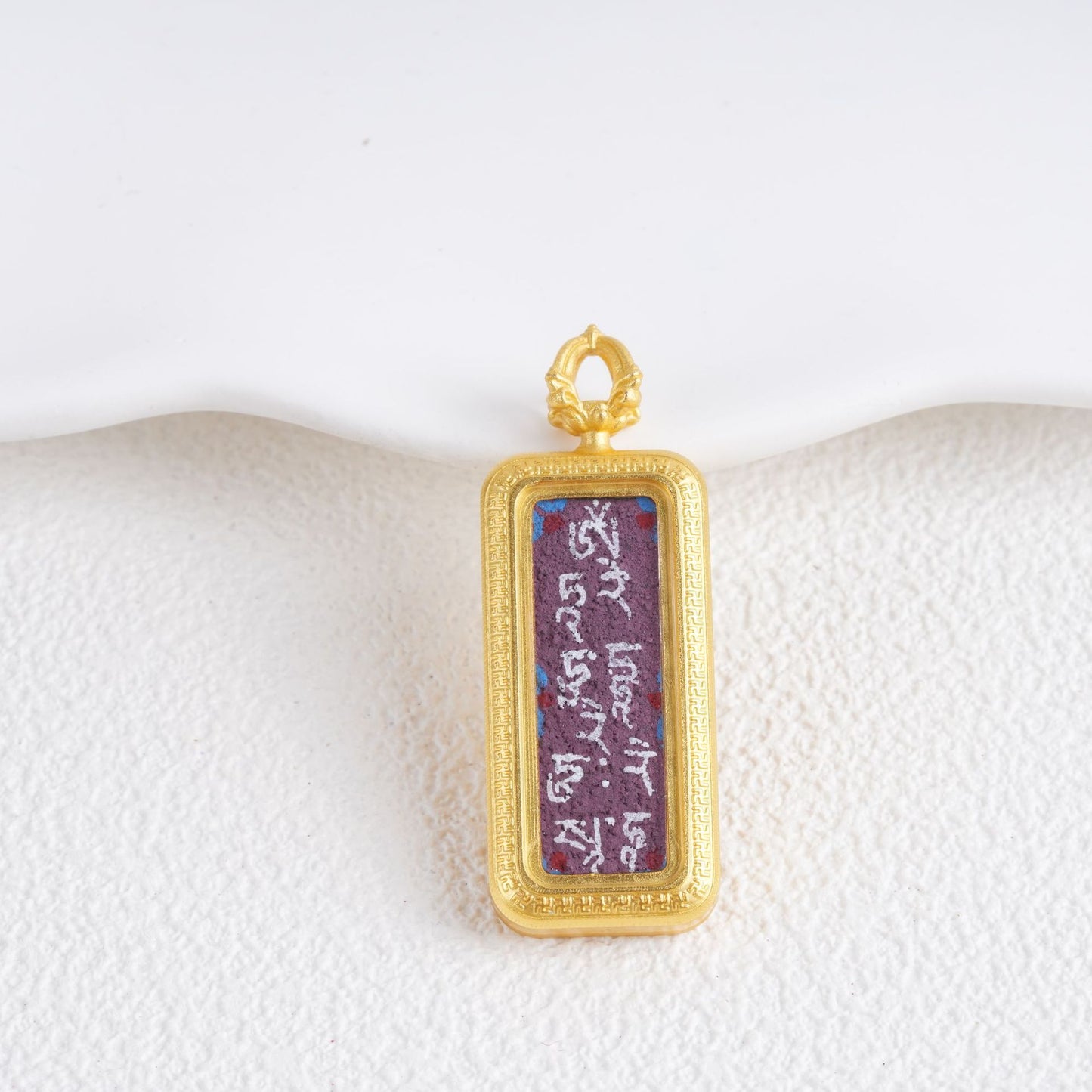 Hand-painted Gold-traced Thangka Pendant, God of Wealth Mantra Mini Prayer Box, Chinese Zen Style Necklace