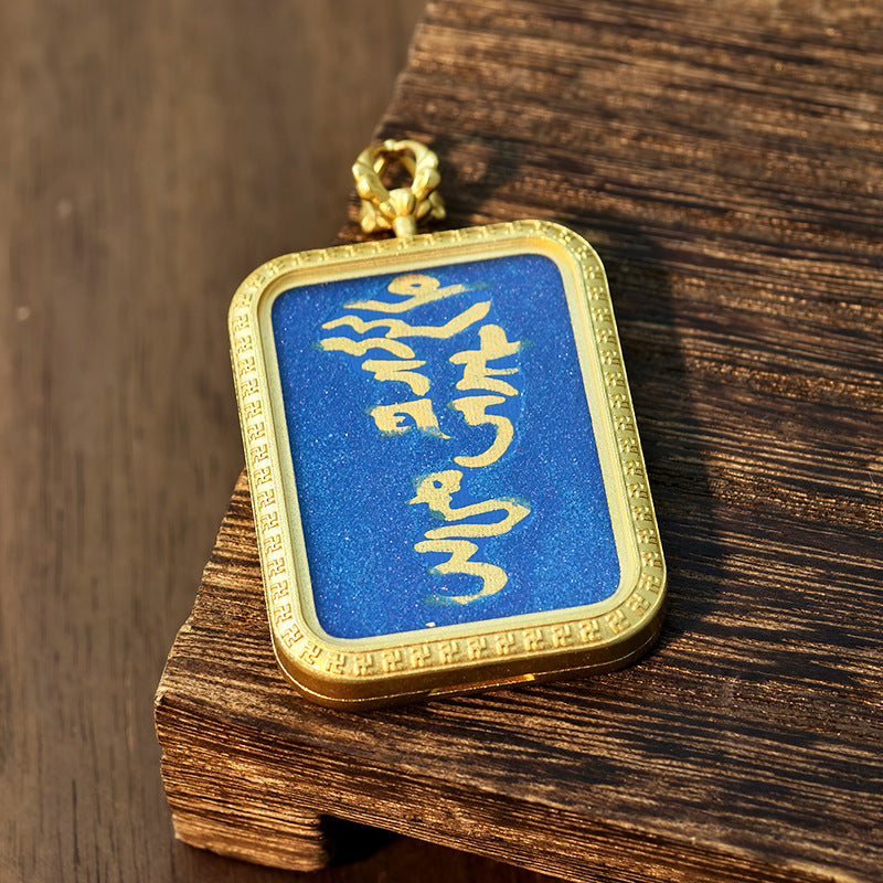 Wholesale Buddhist 2.5*3.5 Titanium Steel Thangka Tibetan Zangjilamu Yellow Jambhala Portable Wealth Amulet Pendant