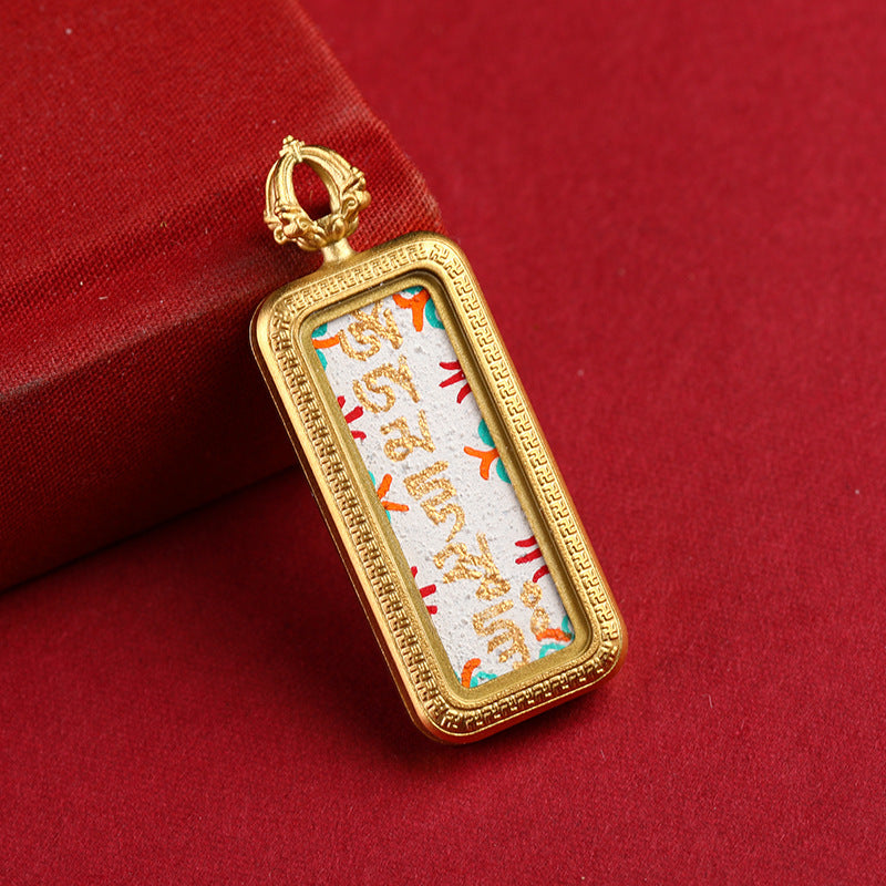 Miniature Pure Hand-Painted Thangka Core with Various Mantra Tibetan Thangka 1*3 Small Gold Bar Hand-Painted Thangka Pendant