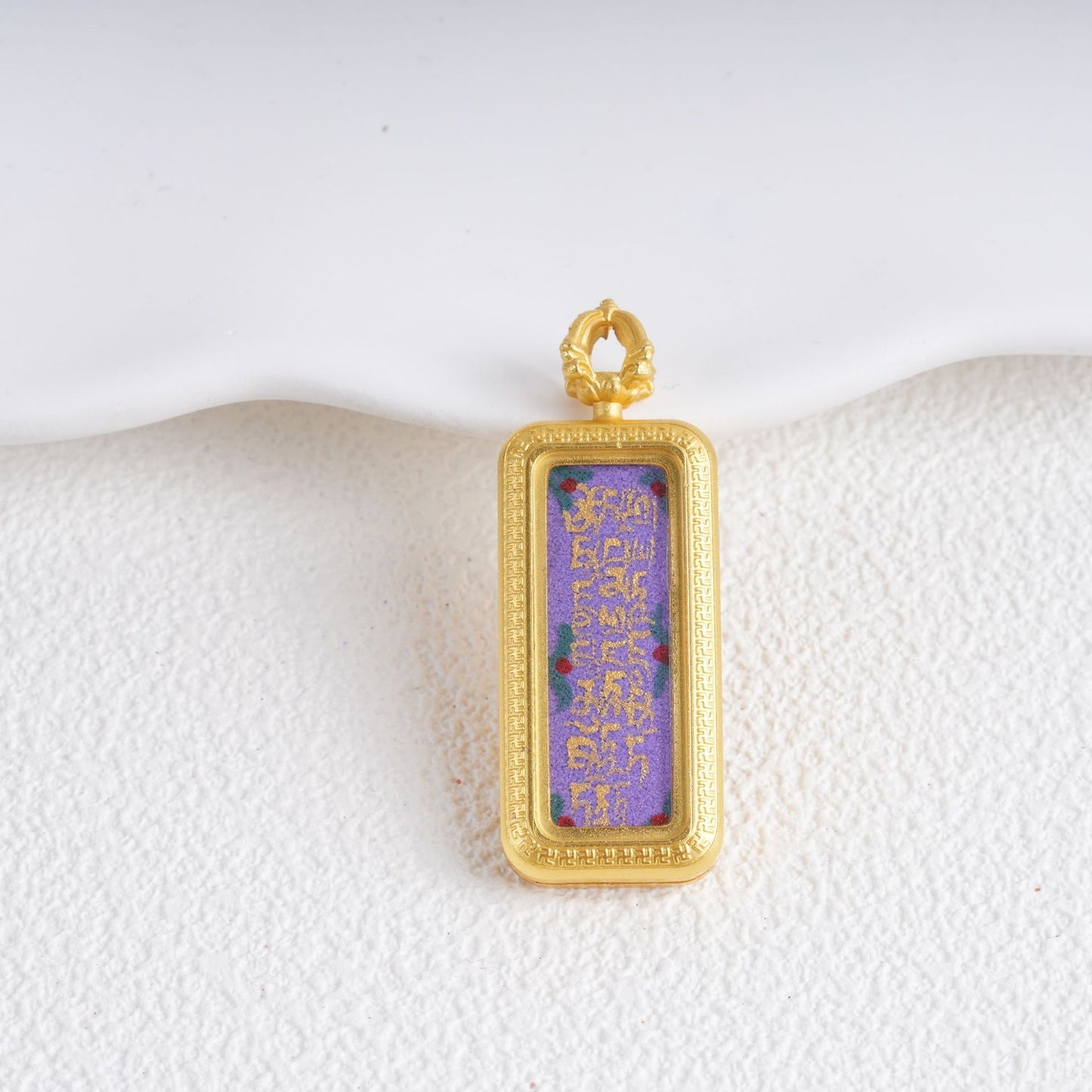 Hand-painted Gold-traced Thangka Pendant, God of Wealth Mantra Mini Prayer Box, Chinese Zen Style Necklace