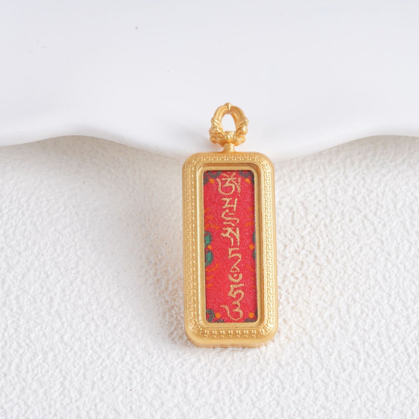 Hand-painted Gold-traced Thangka Pendant, God of Wealth Mantra Mini Prayer Box, Chinese Zen Style Necklace