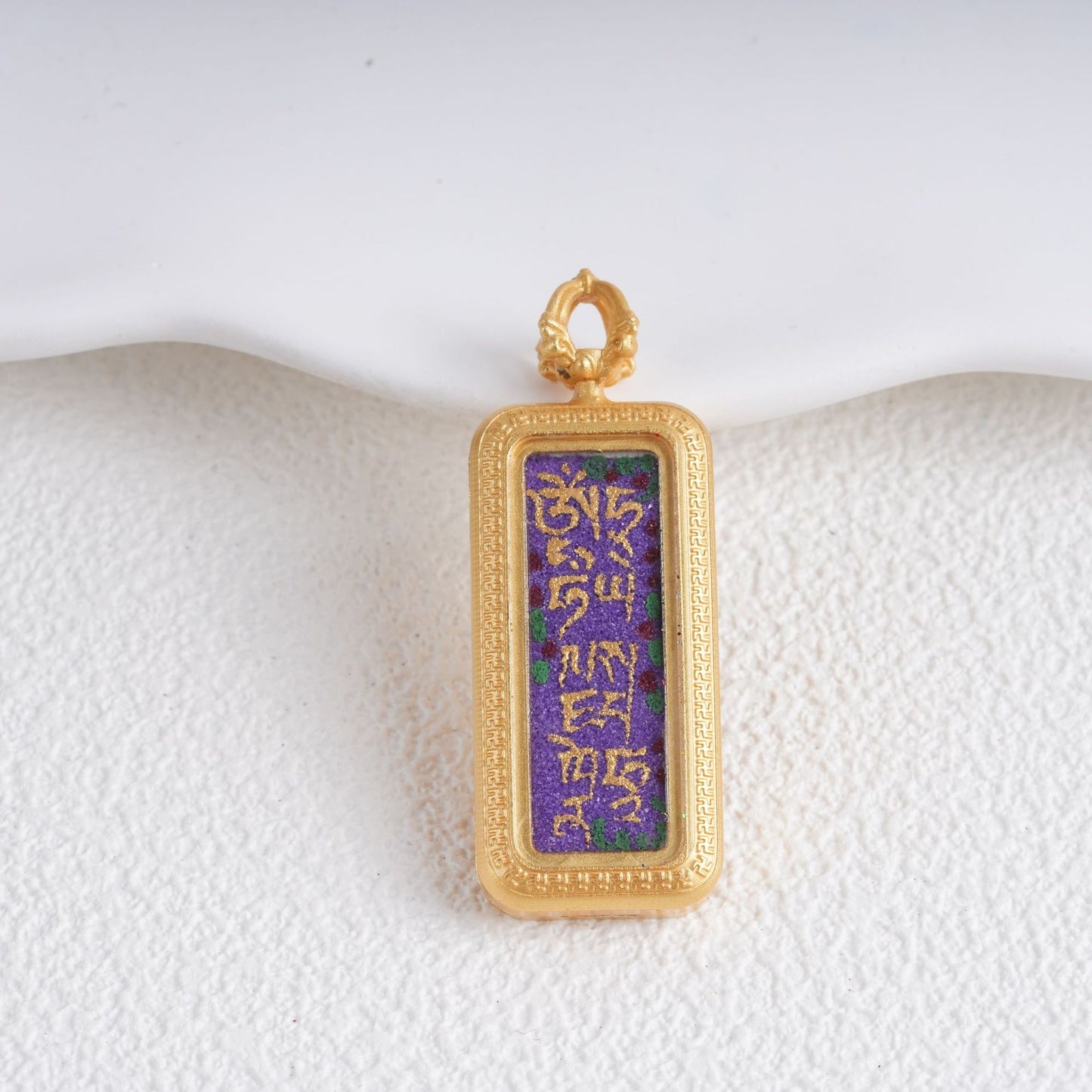 Hand-painted Gold-traced Thangka Pendant, God of Wealth Mantra Mini Prayer Box, Chinese Zen Style Necklace