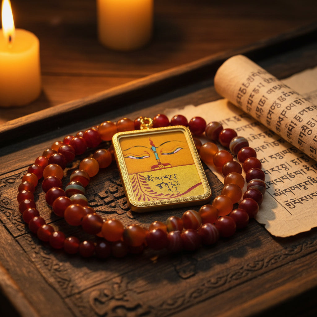 Hand-painted and semi-hand-painted Tibetan Thangka coarse sand Eight Zodiac Guardian Deity pendant and necklace