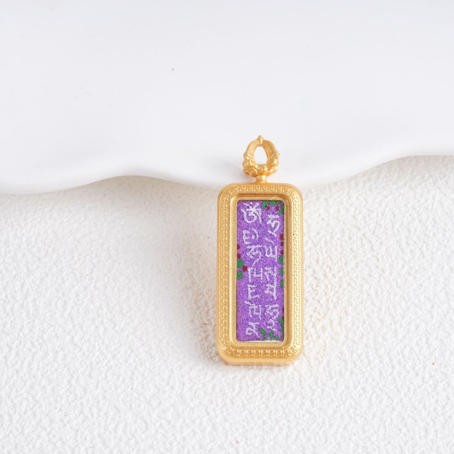 Hand-painted Gold-traced Thangka Pendant, God of Wealth Mantra Mini Prayer Box, Chinese Zen Style Necklace