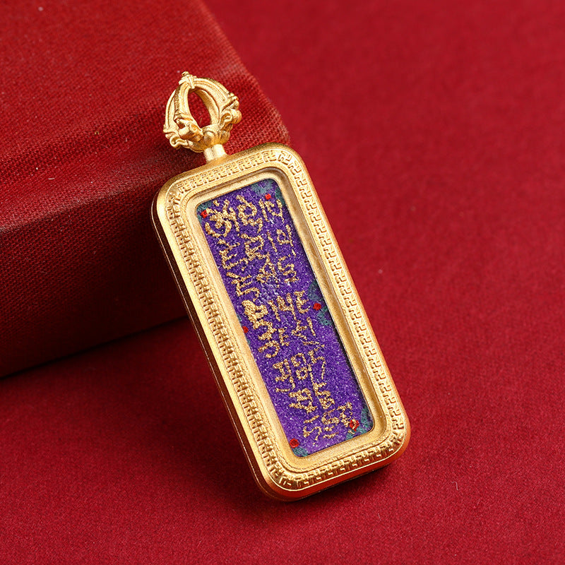 Miniature Pure Hand-Painted Thangka Core with Various Mantra Tibetan Thangka 1*3 Small Gold Bar Hand-Painted Thangka Pendant
