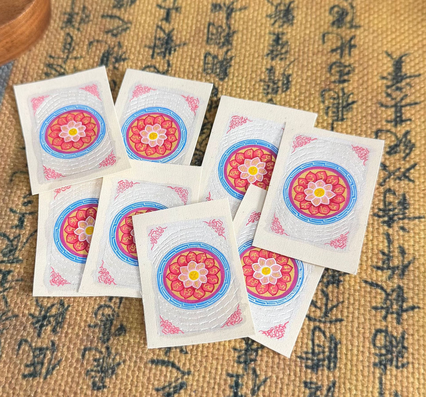 Regong Tibetan-Nepalese Pure Hand-Painted Thangka, Six-Character Mantra 2*3 [Thangka Core]