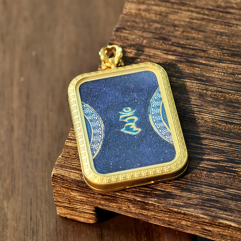 Wholesale Buddhist 2.5*3.5 Titanium Steel Thangka Tibetan Zangjilamu Yellow Jambhala Portable Wealth Amulet Pendant