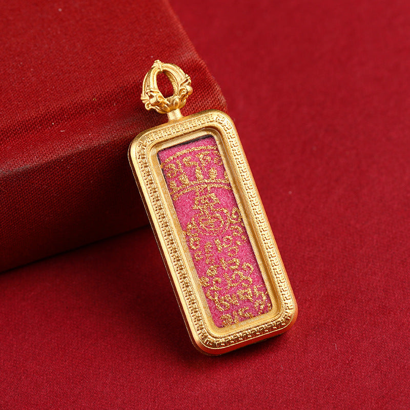 Miniature Pure Hand-Painted Thangka Core with Various Mantra Tibetan Thangka 1*3 Small Gold Bar Hand-Painted Thangka Pendant