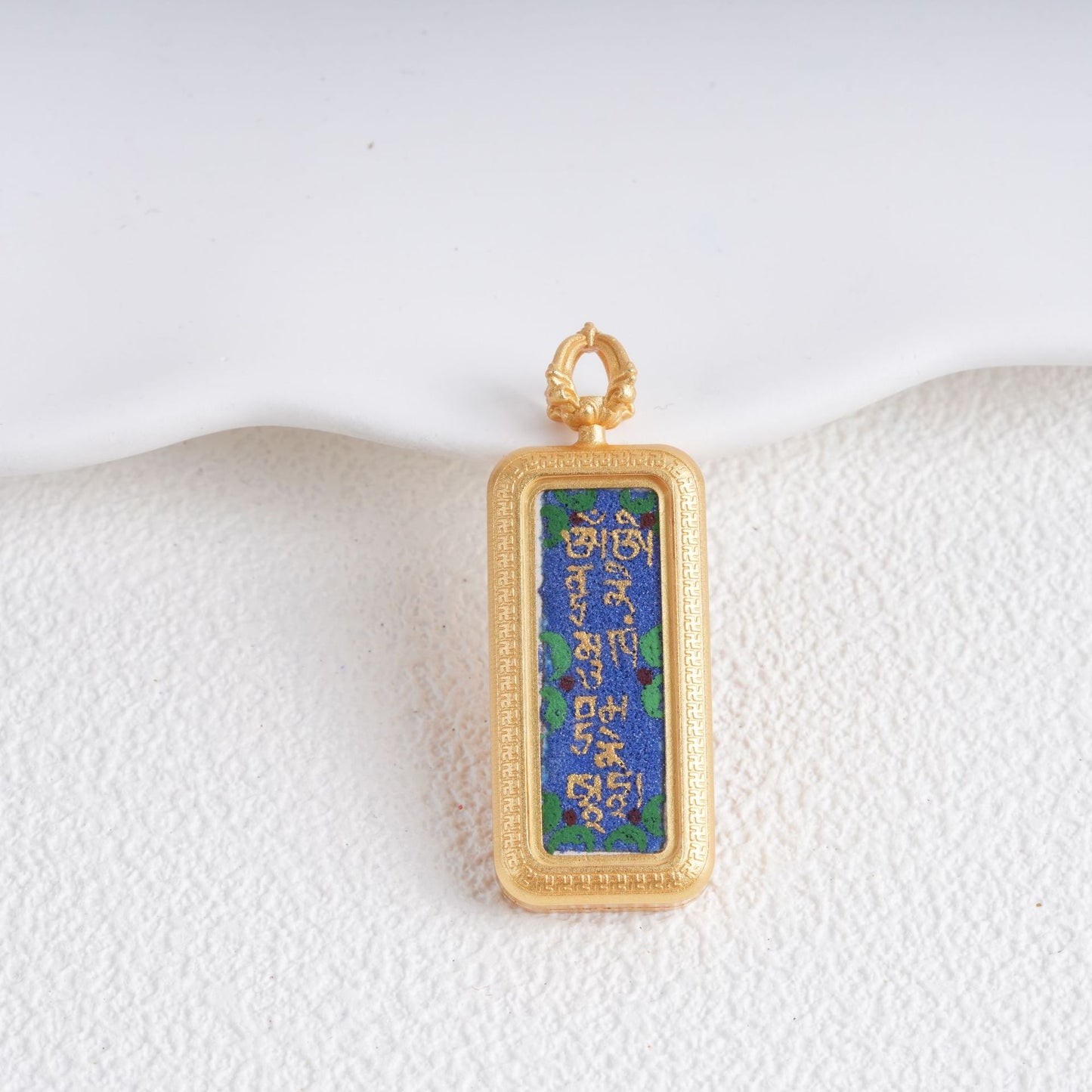 Hand-painted Gold-traced Thangka Pendant, God of Wealth Mantra Mini Prayer Box, Chinese Zen Style Necklace
