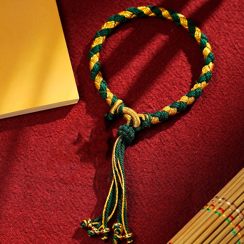 Hand-painted Thangka Five-Way Dragon Scale Knot Hand-braided Bracelet